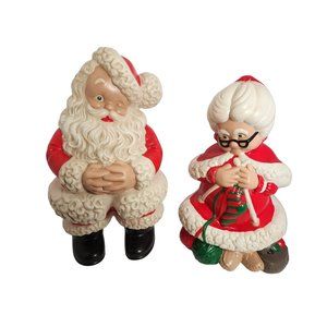 Vintage Ceramic Santa and Mrs. Claus Hand Painted